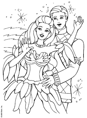 desenho da Barbie e Ken para pintar