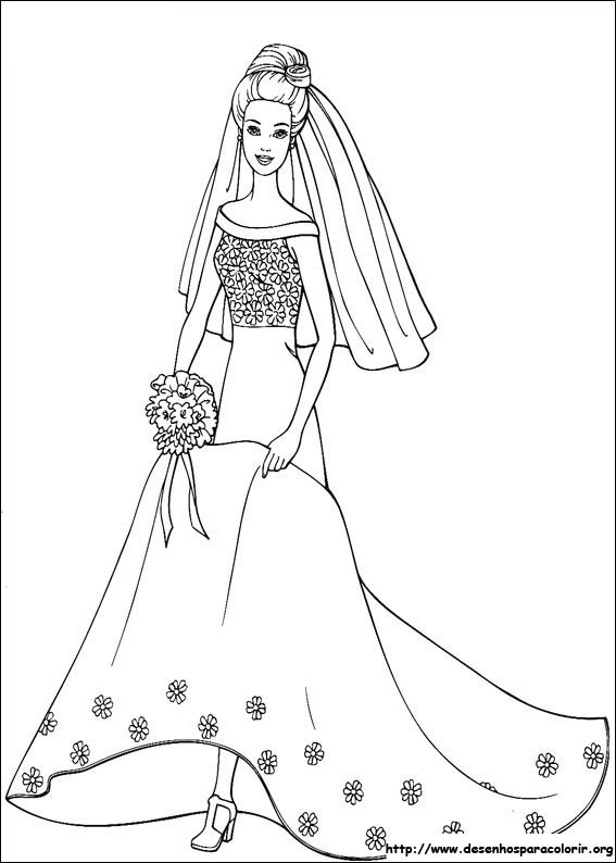 Barbie noiva para colorir