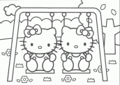 desenho colorir hello kitty balancinho