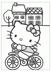 desenho colorir hello kitty bicicleta