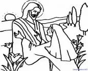 desenho colorir jesus ajuda mulher