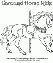 Desenho de Cavalo de carrossel para colorir