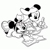 mickey e minnie lendo desenho colorir