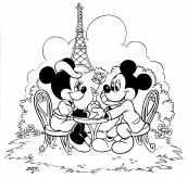 mickey e minnie paris desenho colorir