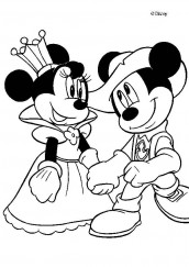 mickey e minnie principes desenho colorir