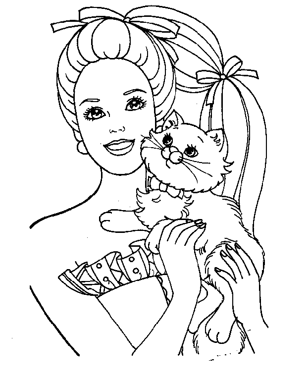 barbie gatinho para colorir