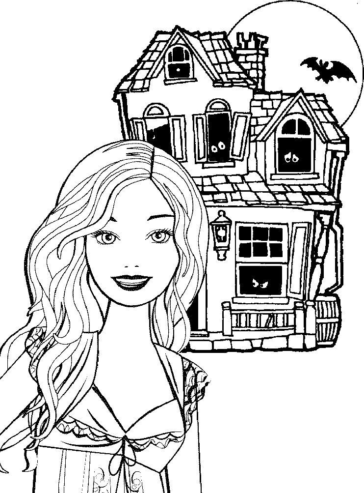 barbie halloween para colorir