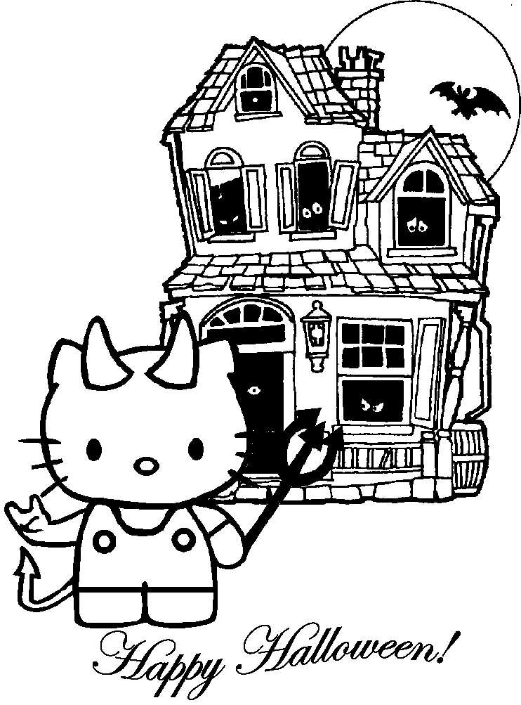 hello kitty helloween pintar colorir