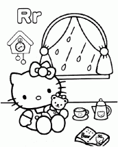 Uma página para colorir com um hello kitty e outros personagens generative  ai