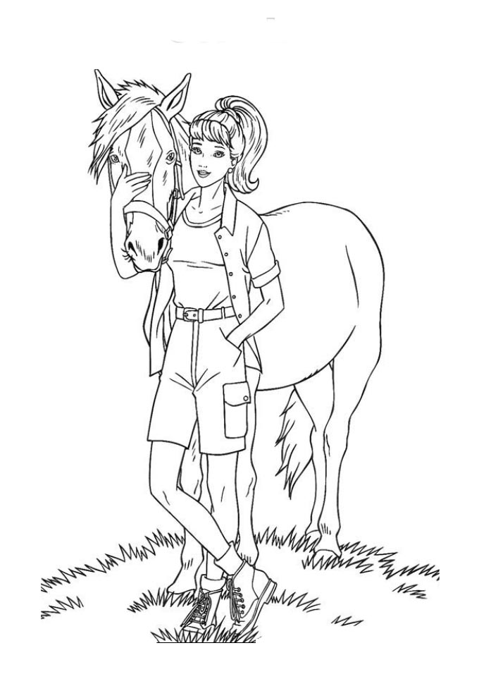barbie cavalo colorir