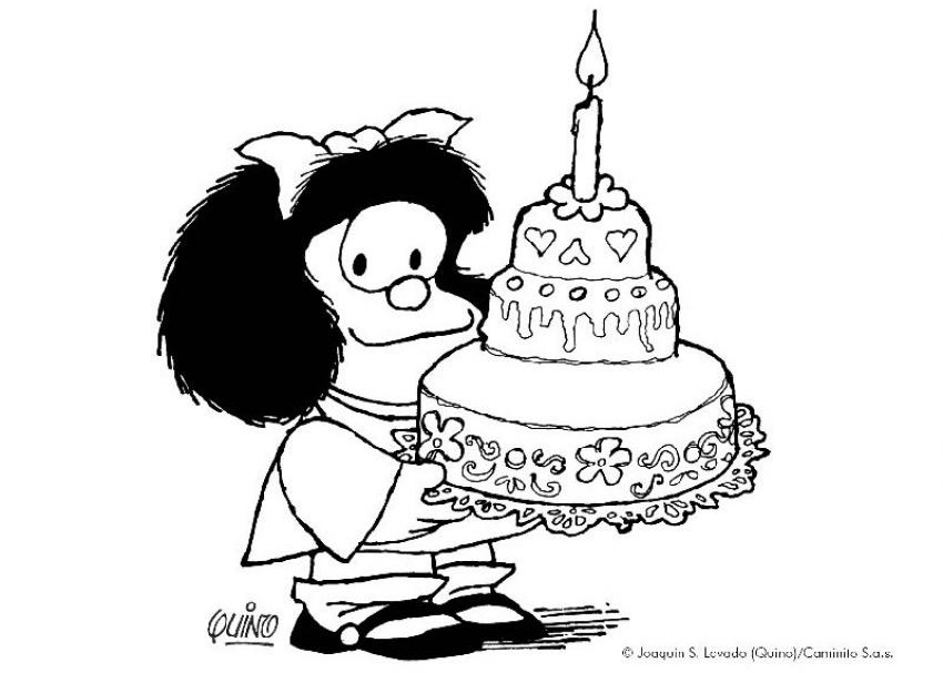 mafalda bolo para colorir