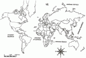 mapa mundi continentes para colorir