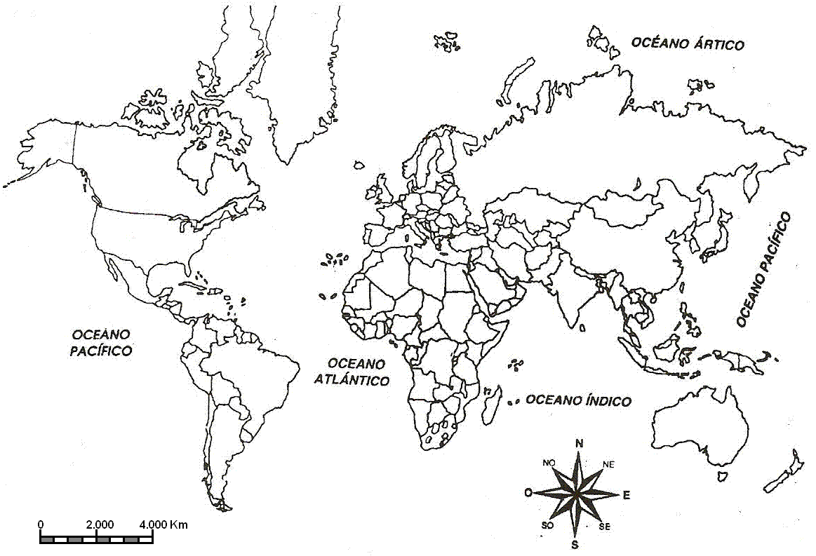 mapa mundi politico para colorir