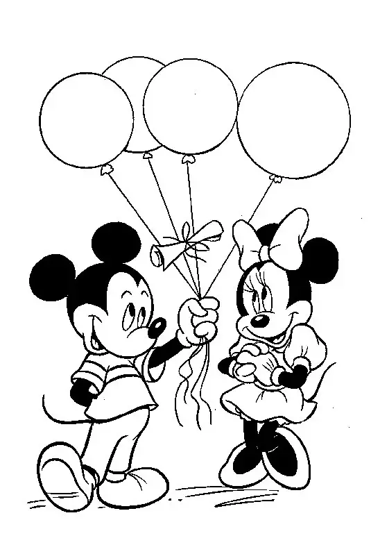 Minnie Mickey Mouse balloons coloring pages
