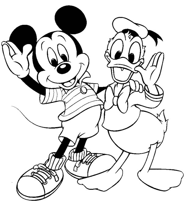 mickey e pato donald para colorir