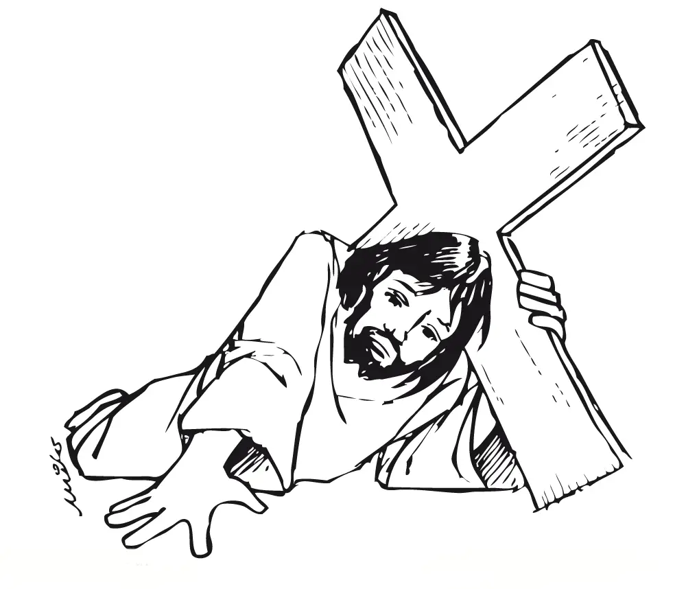 desenho da via crucis de jesus para colorir