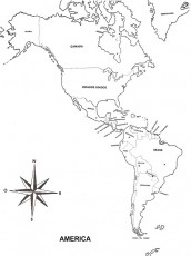 mapa continente americano para colorir