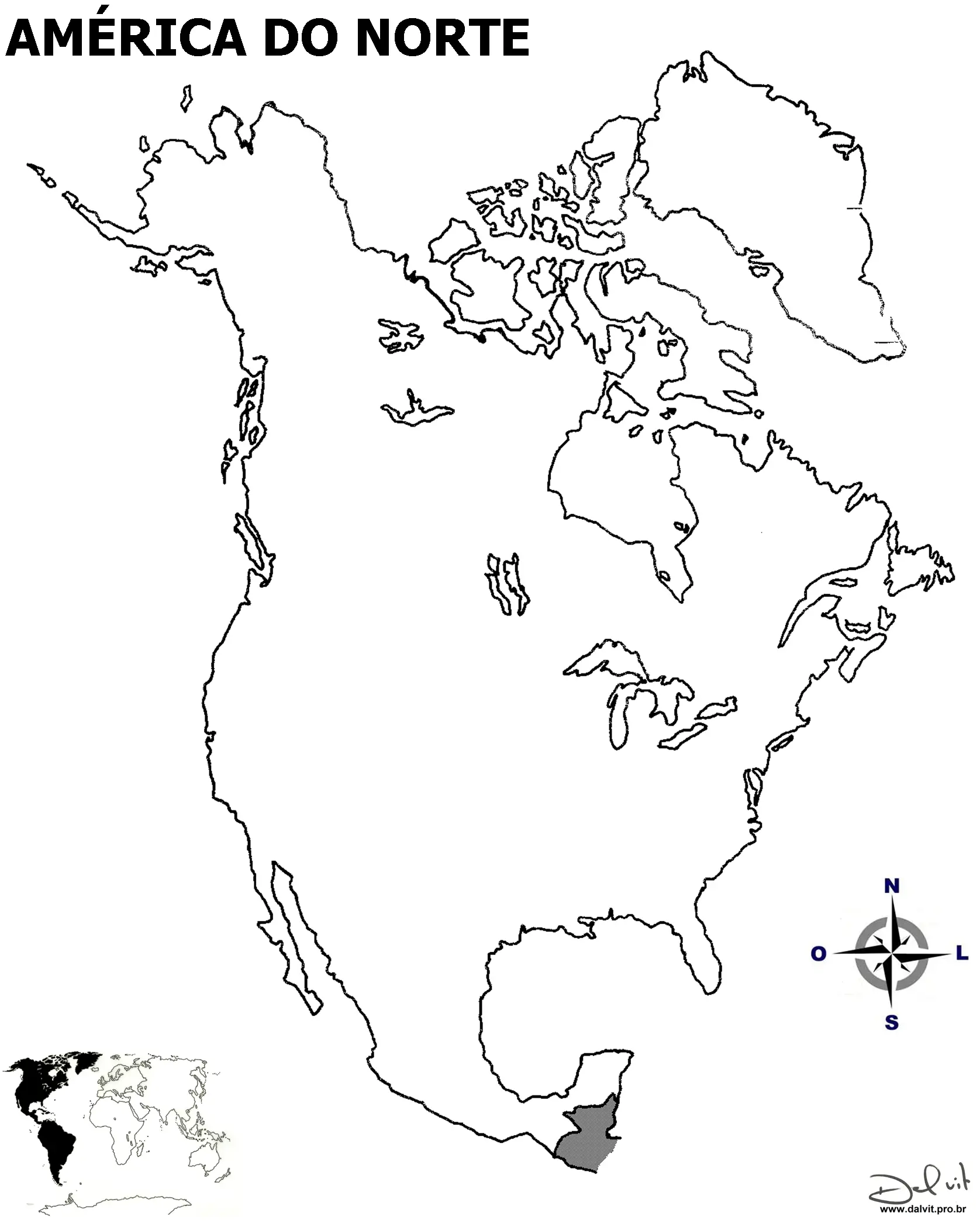 mapa da america do norte para colorir