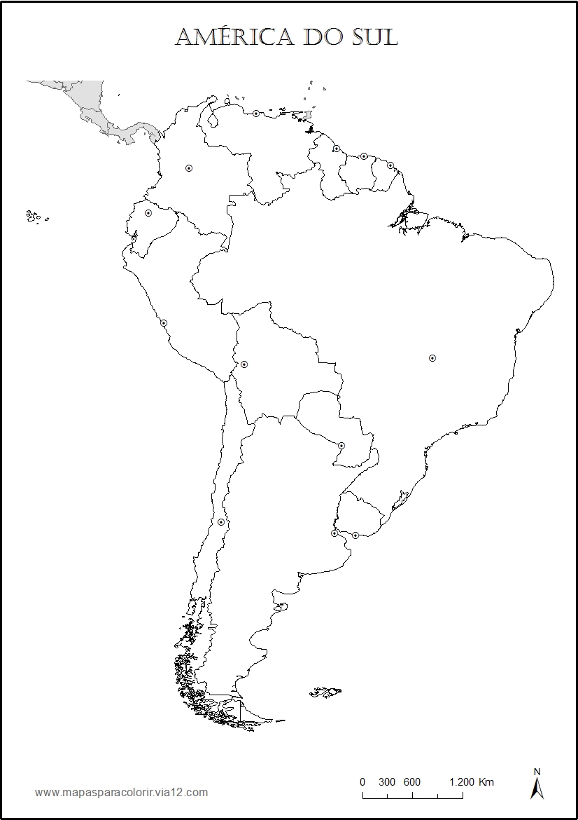 mapa da america do sul para colorir