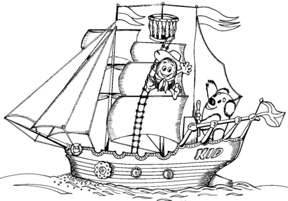 barco pirata para colorir