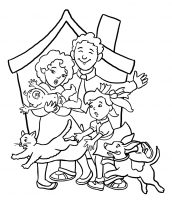 familia desenhos para colorir