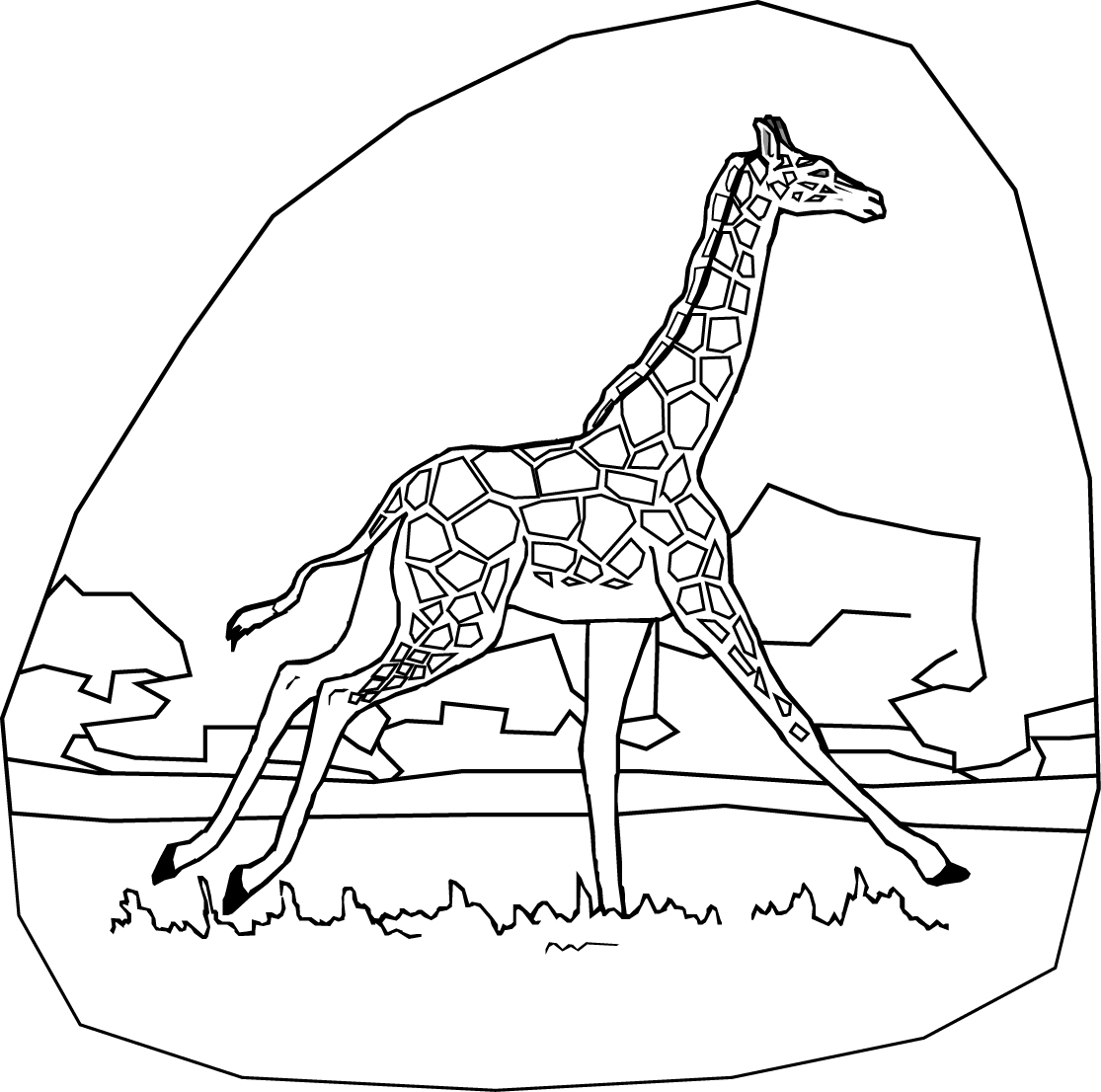 girafa correndo para colorir