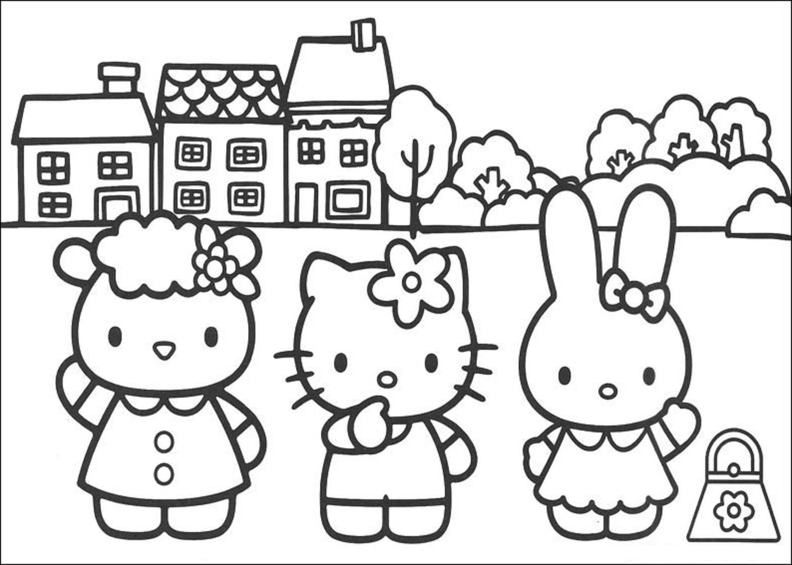 hello kitty amigos para colorir