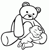 urso ted e bebe para colorir