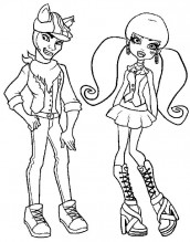 Draculaura y Clawd Wolf Monster High para colorir