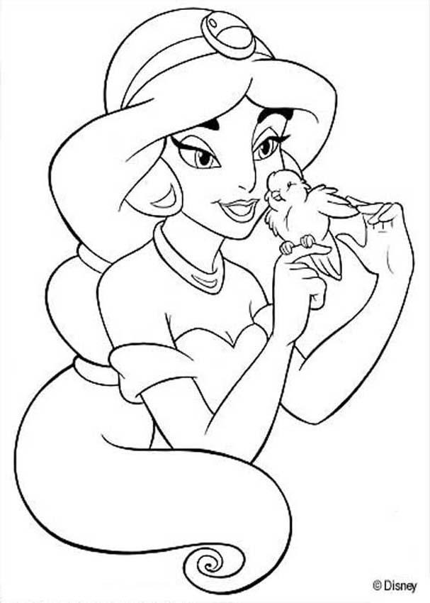 princesa jasmin para colorir