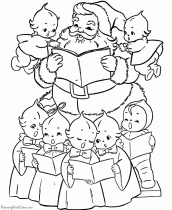 papai noel e criancas para colorir