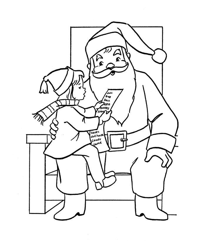 papai noel menina para colorir