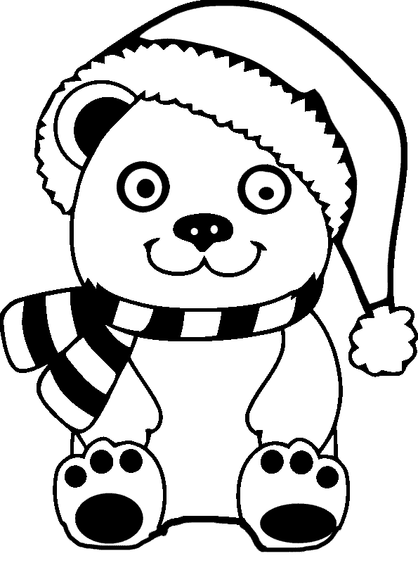 urso de pelucia de natal para colorir