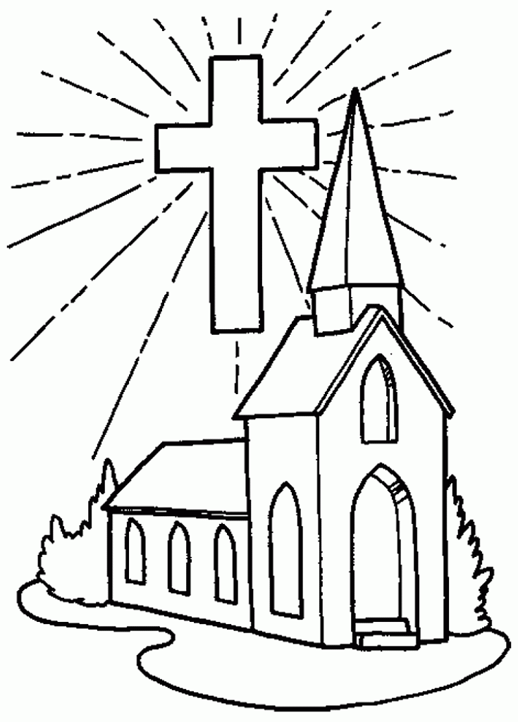 Imagem de igreja para colorir e imprimir