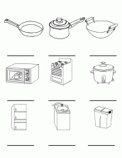 objetos de cozinha para colorir