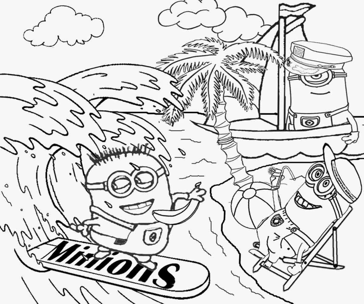 minions surfando para colorir