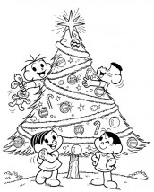 Desenho para Colorir Natal da Turma da Mônica - Desenho para Colorir