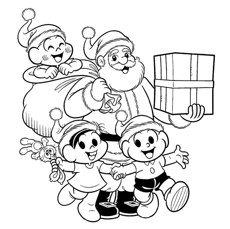 desenhos para colorir turma da monica natal