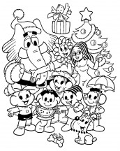 turma da monica natal para colorir