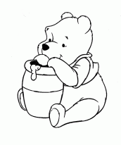 winnie pooh com pote de mel para colorir