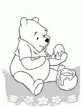 winnie pooh comendo mel para colorir