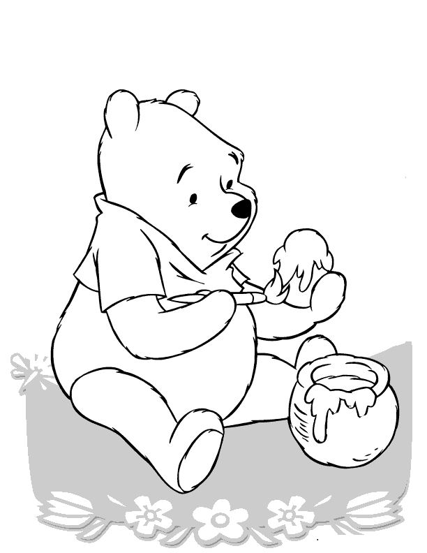 winnie pooh comendo mel para colorir