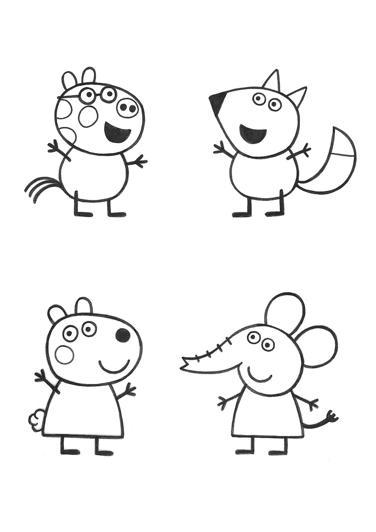 amigos da escola da peppa pig para colorir