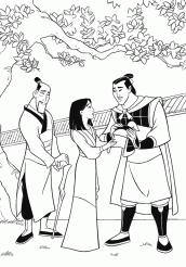 desenhos de mulan e shang para colorir