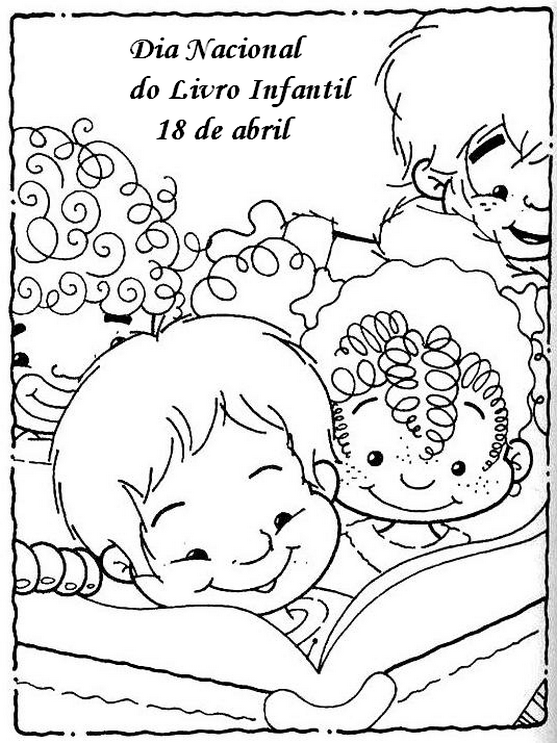 desenhos do dia nacional do livro infantil para pintar