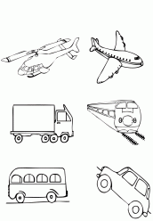desenhos para pintar sobre os meios de transportes