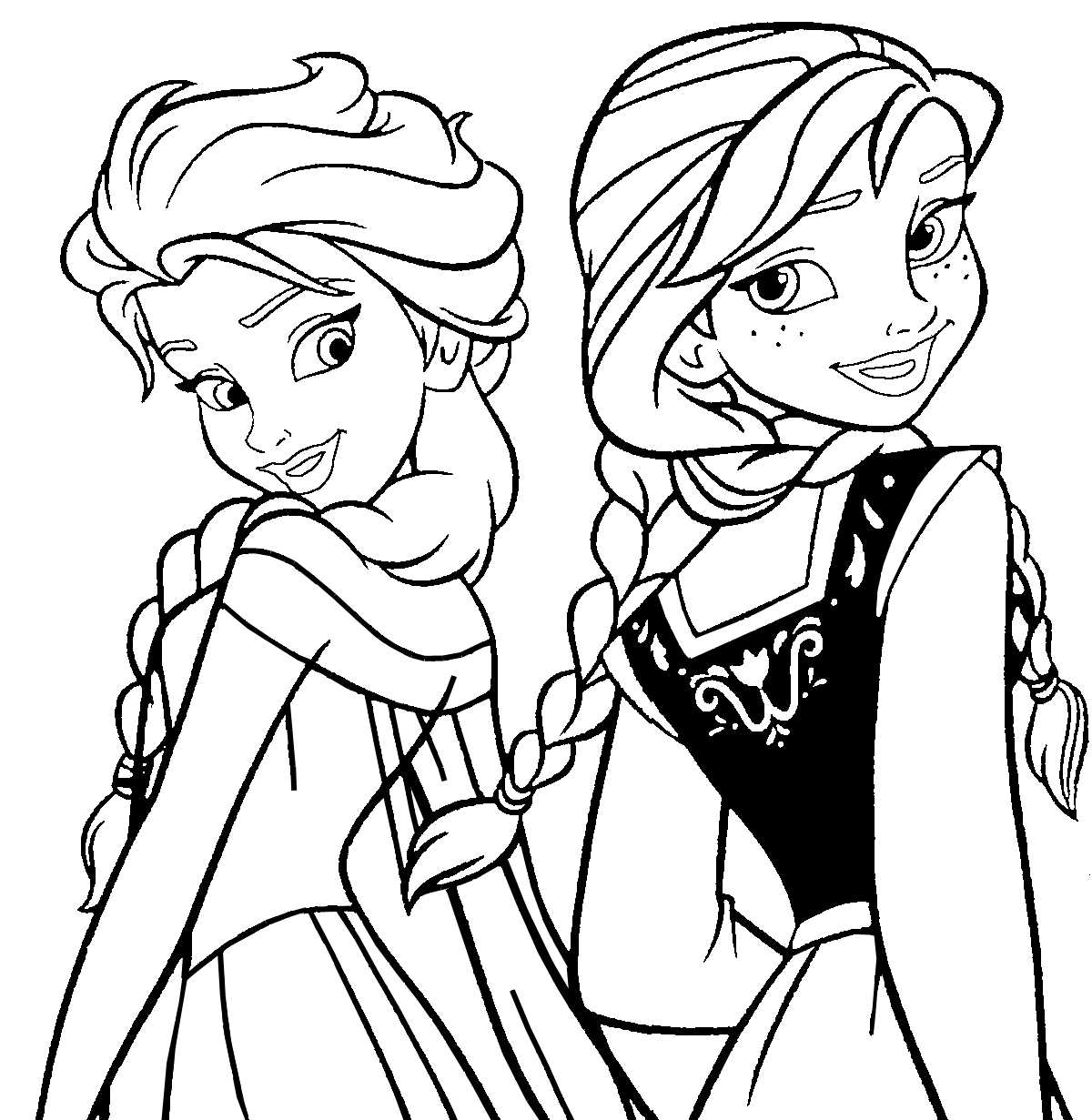 elsa e anna para colorir