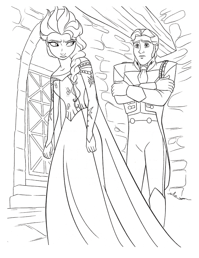 hans e elsa para colorir