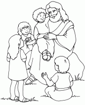 imagem de jesus e crianças para colorir
