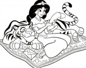 jasmine e aladdin para pintar e colorir